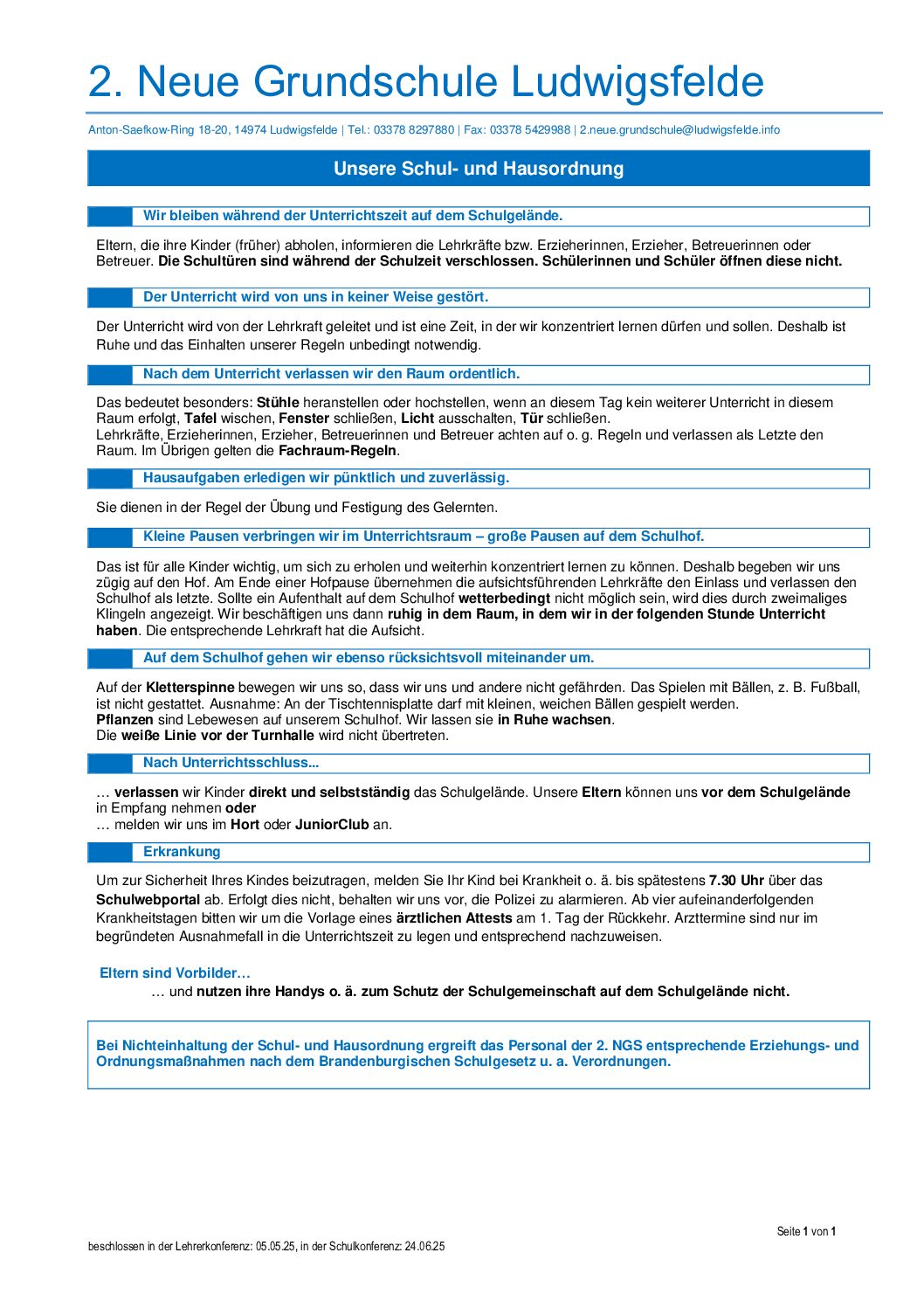Schul- und Hausordnung 2